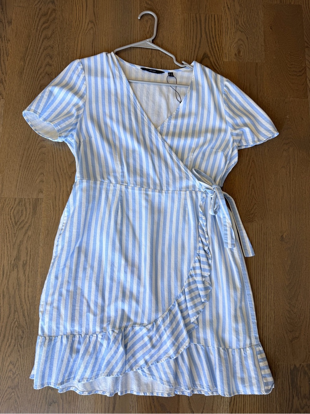 Vero Moda Light Blue & White Striped Wrap Midi Dress